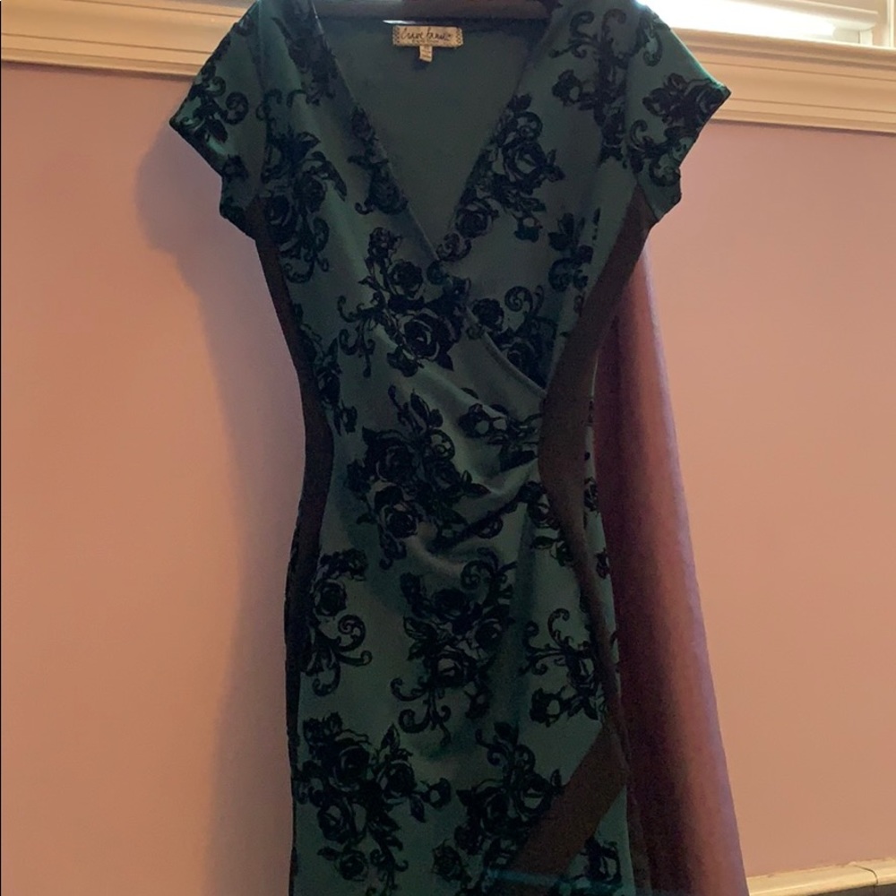 turquoise/black short sleeve short tight dress